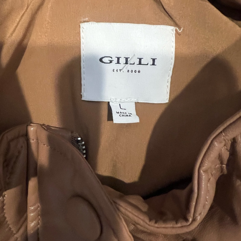 Gilli Brown Faux Leather Quilted Puffer Jacket -NWOT - Picture 4 of 6